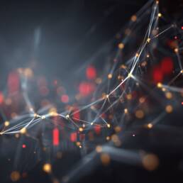 An abstract visual of behavioral science in HR with digital elements and clean design